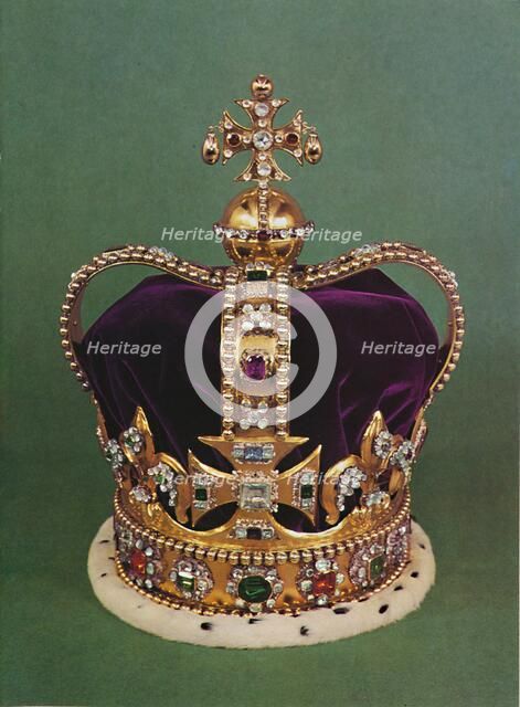 'St. Edward's Crown with which the Sovereign is crowned', 1953. Artist: Unknown.
