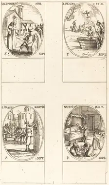 St. Eleutherius, Abbot; St. Regina; St. John; The Nativity of the Virgin. Creator: Jacques Callot