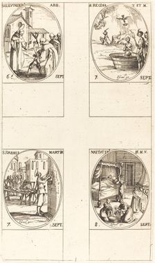 St. Eleutherius, Abbot; St. Regina; St. John; The Nativity of the Virgin. Creator: Jacques Callot