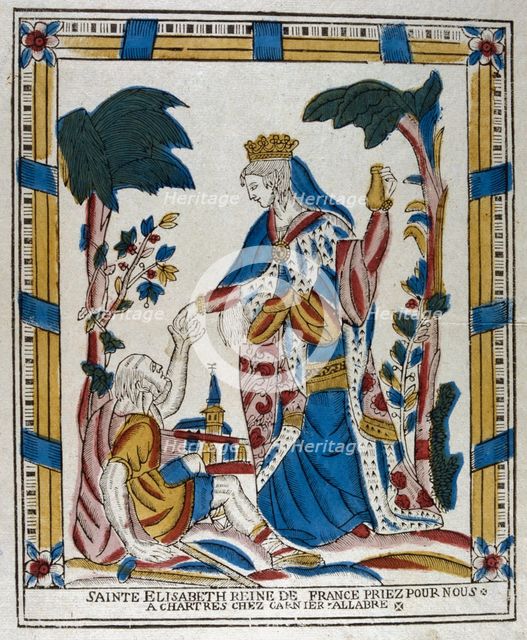St Elizabeth of Hungary giving alms to a beggar, 18th century. Artist: Anon