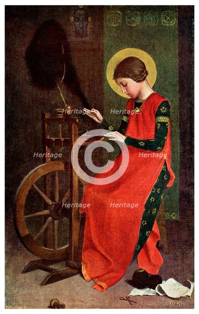 'St  Elizabeth of Hungary Spinning Wool for the Poor', 1901. Artist: Unknown
