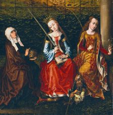 St Elizabeth of Hungary, St Catherine of Alexandria and St Rosalie of Padua, 1470-1500. Artist: Master of Saint Gudule