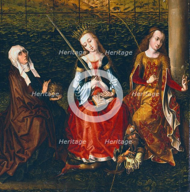 St Elizabeth of Hungary, St Catherine of Alexandria and St Rosalie of Padua, 1470-1500. Artist: Master of Saint Gudule
