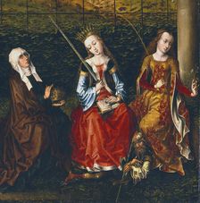 St Elizabeth of Hungary, St Catherine of Alexandria and St Rosalie of Padua, 1470-1500. Artist: Master of Saint Gudule