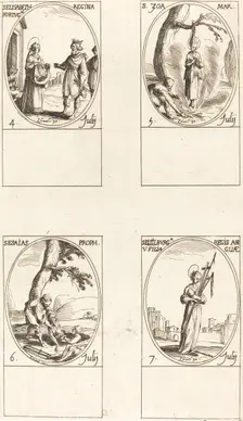 St. Elizabeth of Portugal; St. Zoe; St. Isaiah, Prophet; St. Edelburge. Creator: Jacques Callot