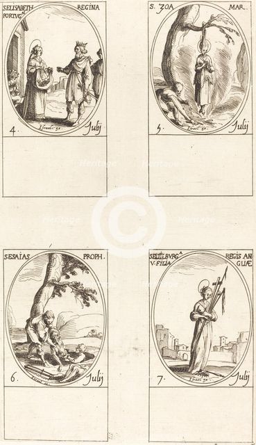 St. Elizabeth of Portugal; St. Zoe; St. Isaiah, Prophet; St. Edelburge. Creator: Jacques Callot.