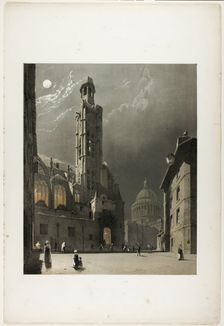 St Etienne du Mont and the Pantheon, Paris, plate 20 from Picturesque Architecture in Paris..., 1839 Creator: Thomas Shotter Boys
