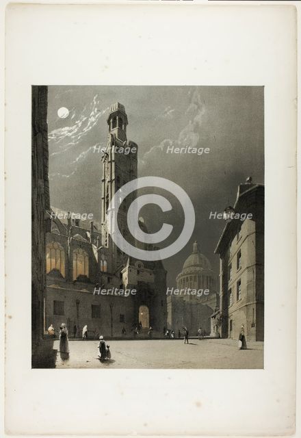 St Etienne du Mont and the Pantheon, Paris, plate 20 from Picturesque Architecture in Paris..., 1839 Creator: Thomas Shotter Boys.