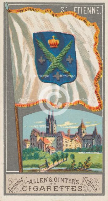 St. Etienne, from the City Flags series (N6) for Allen & Ginter Cigarettes Brands, 1887. Creator: Allen & Ginter.