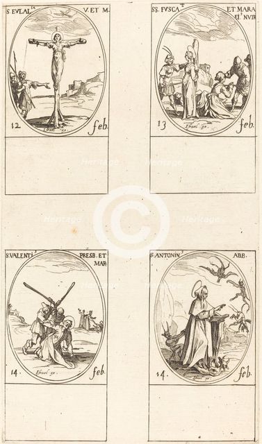 St. Eulalia; St. Fusca and Maura; St. Valentine; St. Anthony. Creator: Jacques Callot.