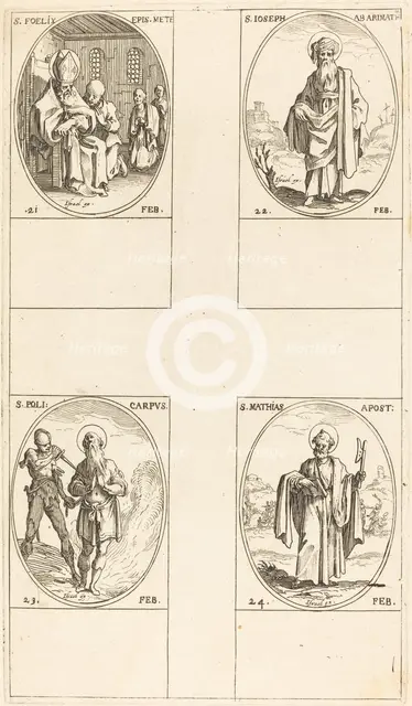 St. Felix; St. Joseph of Arimathea; St. Polycarpe; St. Matthias, Apostle. Creator: Jacques Callot.