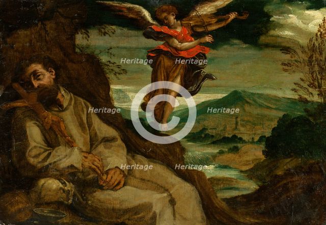 St. Francis comforted by an angel, 1600-1620. Creator: Unknown.