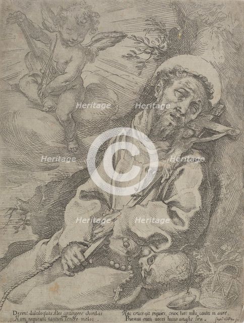 St Francis consoled by a musical angel,  c.1595. Creator: Francesco Vanni.