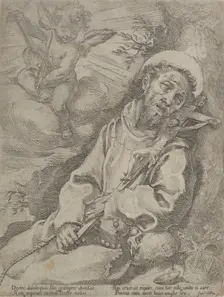 St Francis consoled by a musical angel, c.1595. Creator: Francesco Vanni