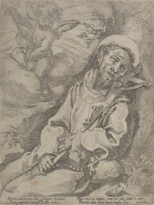 St Francis consoled by a musical angel, c.1595. Creator: Francesco Vanni