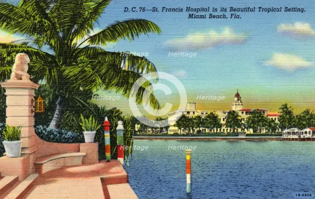 'St Francis Hospital in its Beautiful Tropical Setting, Miami Beach, Florida', USA, 1941. Artist: Unknown