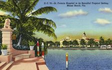 St Francis Hospital in its Beautiful Tropical Setting, Miami Beach, Florida USA, 1941