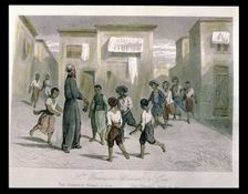 St. Francis Javier (1507-1552), Spanish Jesuit saint walking the streets of the Portuguese colony…