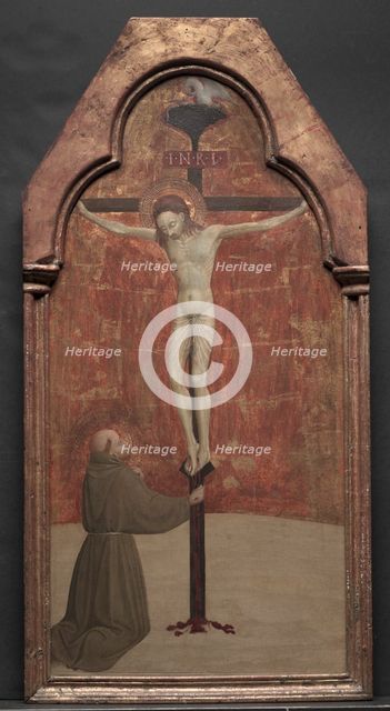 St. Francis Kneeling before Christ on the Cross, 1437-1444. Creator: Sassetta (Italian, 1392-1450).