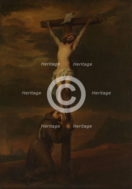 St Francis Lamenting at the Foot of the Cross, c.1650-c.1670. Creator: Unknown.