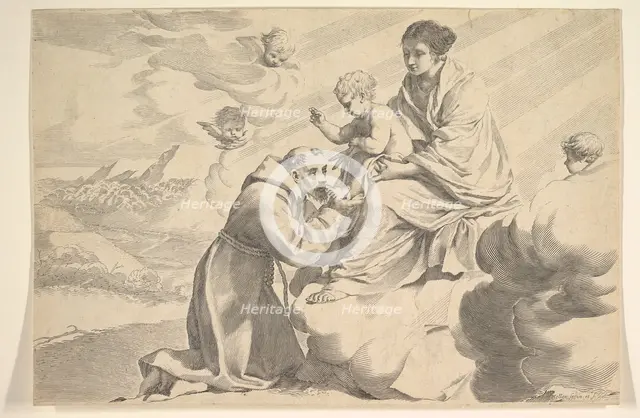 St. Francis of Assisi Adoring the Christ Child on the Virgin's Lap. Creator: Claude Mellan.