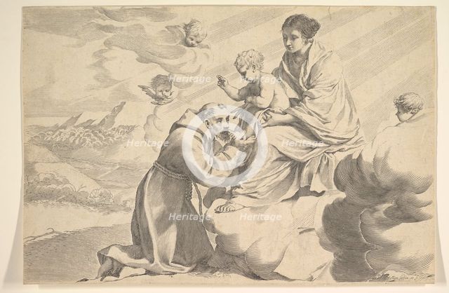 St. Francis of Assisi Adoring the Christ Child on the Virgin's Lap. Creator: Claude Mellan.