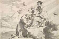St Francis of Assisi Adoring the Christ Child on the Virgin's Lap. Creator: Claude Mellan