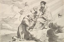 St Francis of Assisi Adoring the Christ Child on the Virgin's Lap. Creator: Claude Mellan