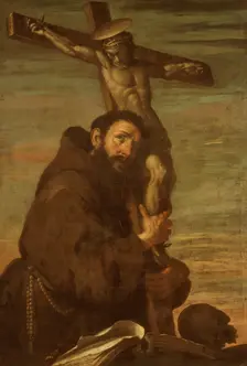 St Francis of Assisi embracing a crucifix, c1600-1640. Creator: Bernardo Strozzi