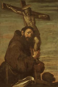 St Francis of Assisi embracing a crucifix, c1600-1640. Creator: Bernardo Strozzi