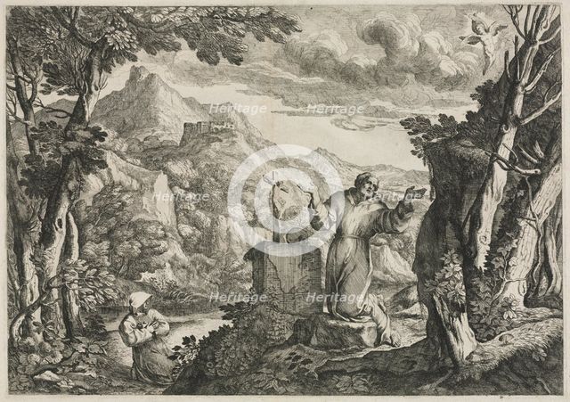 St. Francis of Assisi Receiving the Stigmata. Creator: Giovanni Francesco Grimaldi (Italian, 1606-1680).