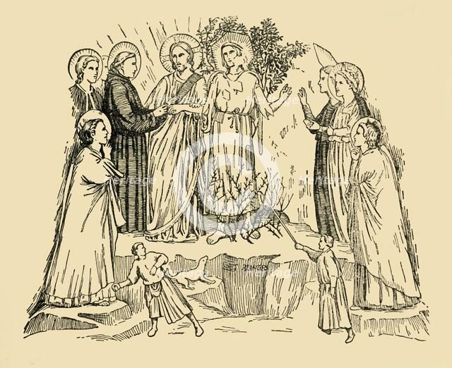 'St. Francis of Assisi Takes the 'Lady Poverty' To Be His Bride', c1930. Creator: Unknown.