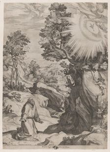 St Francis Penitent in the Wilderness, 1575. Creator: Cornelis Cort