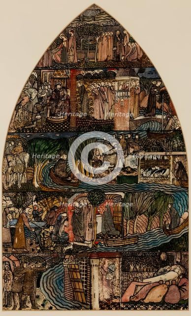 St Frideswide - Design for Stained Glass Window, Christchurch Oxford, 1859. Creator: Sir Edward Coley Burne-Jones.