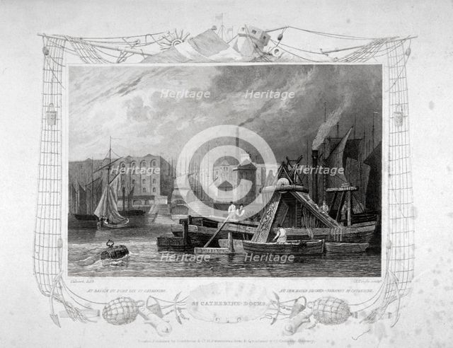 St Katharine's Dock, London, 1834. Artist: James Tingle