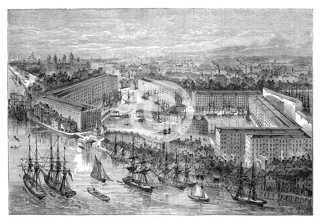 St Katherine's Docks, London, late 19th century. Artist: Unknown