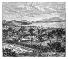 St Kitts, view taken from Nevis c1890