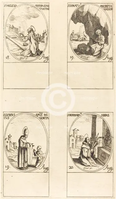 St. Helen; St. Donatus; St. Ludovicus, Bishop; St. Bernard. Creator: Jacques Callot.