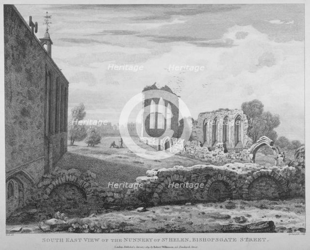 St Helen's Priory, Bishopsgate, City of London, 1819.                                   Artist: M Springsguth