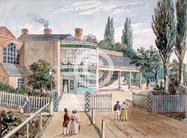 St Helena tea gardens, Lower Road, Rotherhithe, London, c1860. Artist: Anon
