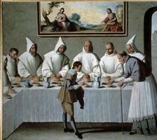 St. Hugh in the Refectory of the Carthusians oil by Francisco de Zurbaran