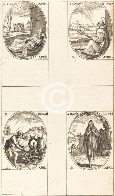 St. Hugo; St. Francis of Paula; St. Mary of Egypt; St. Richard. Creator: Jacques Callot.