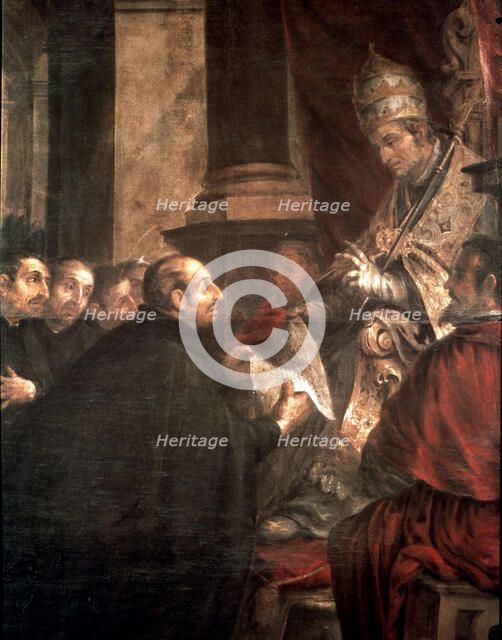 St. Ignatius of Loyola at the feet of Pope Paul III, in the event of the approval of the Society …