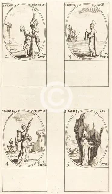 St. Irene & Companions; St. Christiana; Sts. Anania, Azaria & Misael; St. Florianus &. Creator: Jacques Callot.
