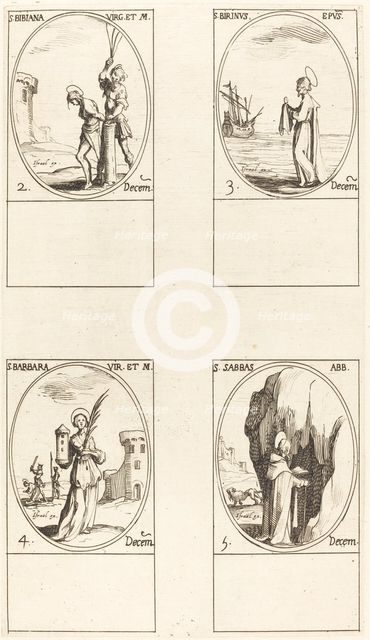 St. Irene & Companions; St. Christiana; Sts. Anania, Azaria & Misael; St. Florianus &. Creator: Jacques Callot.