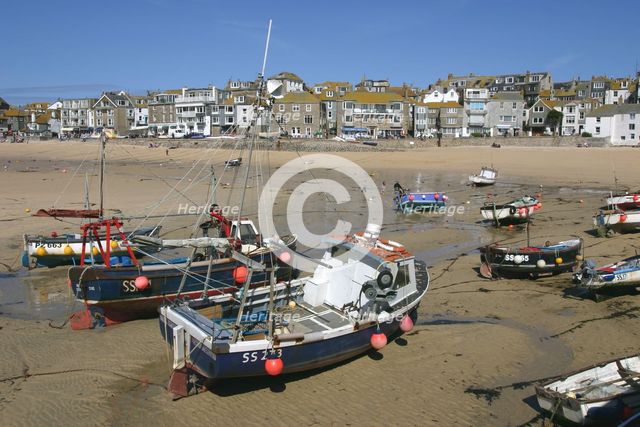 St Ives harbour at low tide, Cornwall. Creator: Peter Thompson.