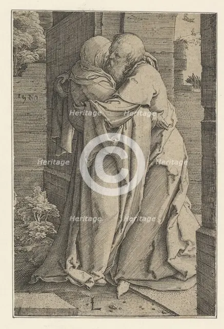 St. Joachim Embracing St. Anna, 1520. Creator: Lucas van Leyden.