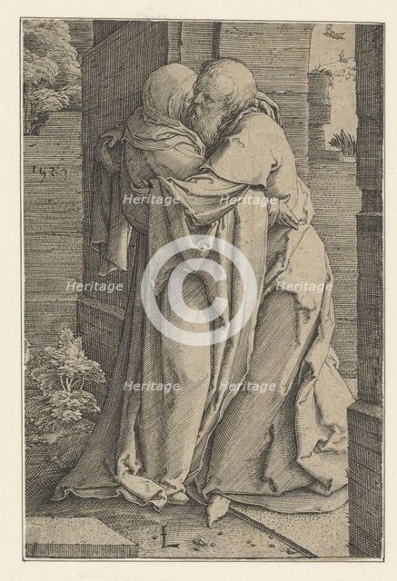 St. Joachim Embracing St. Anna, 1520. Creator: Lucas van Leyden.