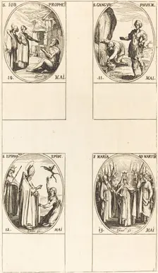 St. Job, Prophet; St. Gangulphus; St. Epiphanius; St. Mary of Martyrs. Creator: Jacques Callot