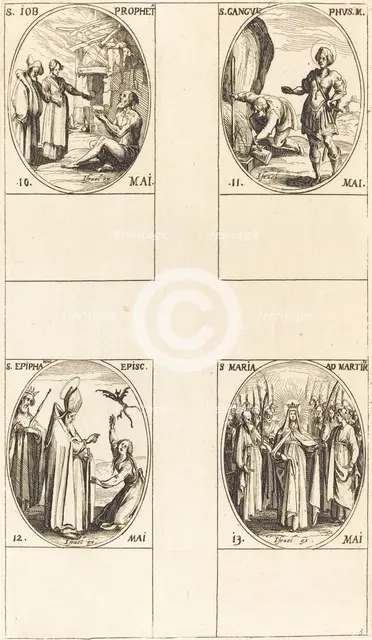 St. Job, Prophet; St. Gangulphus; St. Epiphanius; St. Mary of Martyrs. Creator: Jacques Callot.